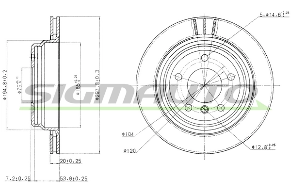 SIGMAUTO féktárcsa - DBA836V - TothCarparts