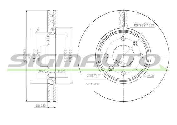 SIGMAUTO féktárcsa - DBA841V - TothCarparts