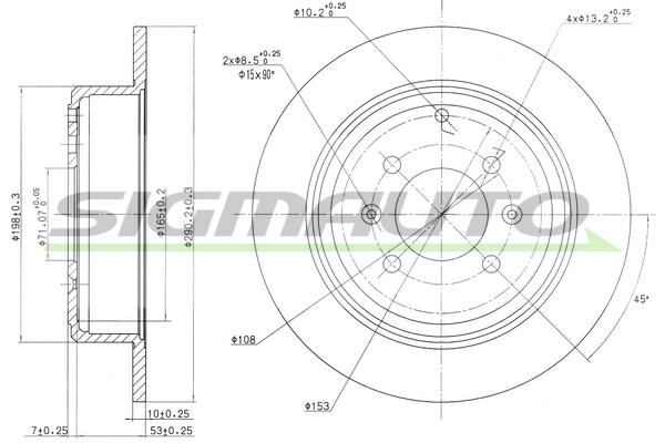 SIGMAUTO féktárcsa - DBA869S - TothCarparts