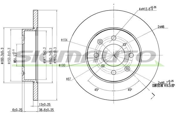 SIGMAUTO féktárcsa - DBA872S - TothCarparts
