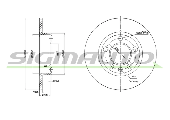 SIGMAUTO féktárcsa - DBA929S - TothCarparts