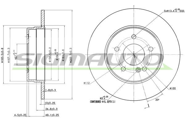 SIGMAUTO féktárcsa - DBA963S - TothCarparts