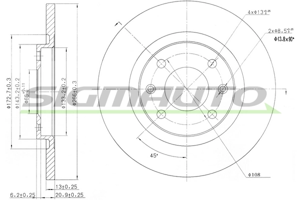 SIGMAUTO féktárcsa - DBB000S - TothCarparts