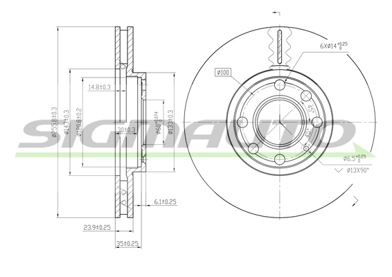 SIGMAUTO féktárcsa - DBB041V - TothCarparts
