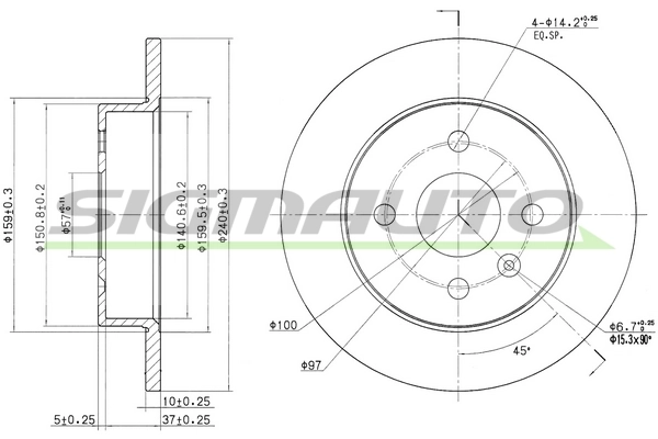 SIGMAUTO féktárcsa - DBB043S - TothCarparts