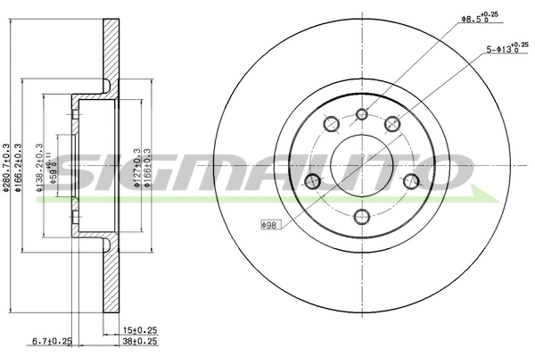 SIGMAUTO féktárcsa - DBB057S - TothCarparts