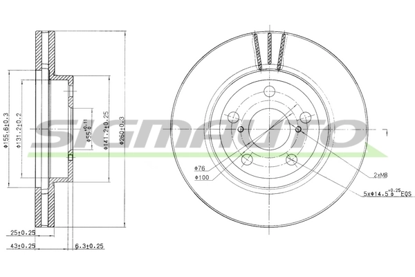 SIGMAUTO féktárcsa - DBB064V - TothCarparts