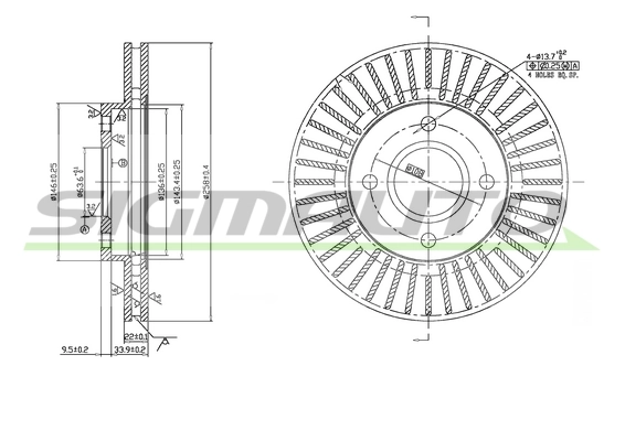 SIGMAUTO féktárcsa - DBB072V - TothCarparts