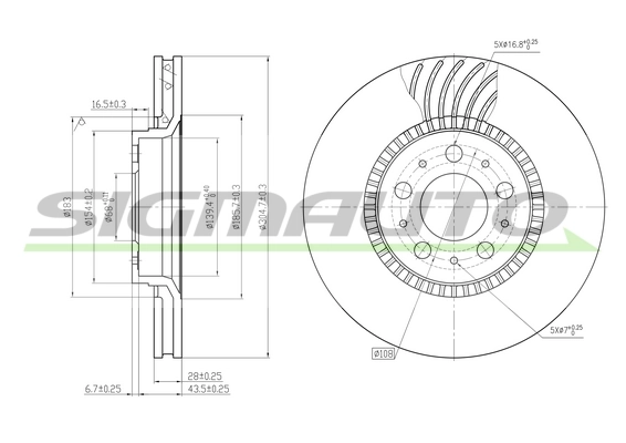 SIGMAUTO féktárcsa - DBB078V - TothCarparts