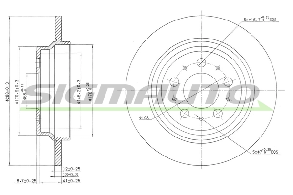 SIGMAUTO féktárcsa - DBB079S - TothCarparts