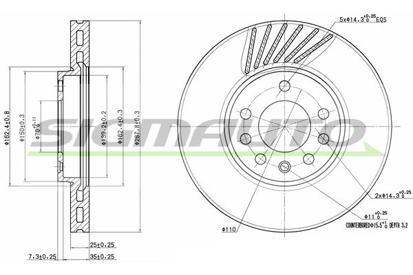 SIGMAUTO féktárcsa - DBB082V - TothCarparts