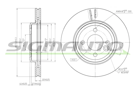 SIGMAUTO féktárcsa - DBB127V - TothCarparts