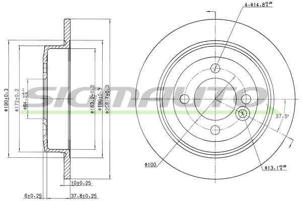 SIGMAUTO féktárcsa - DBB128S - TothCarparts