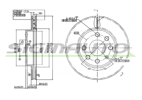 SIGMAUTO féktárcsa - DBB130V - TothCarparts