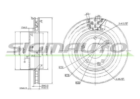 SIGMAUTO féktárcsa - DBB135V - TothCarparts