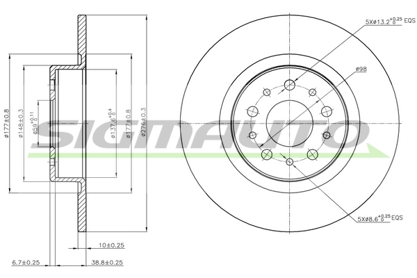 SIGMAUTO féktárcsa - DBB138S - TothCarparts
