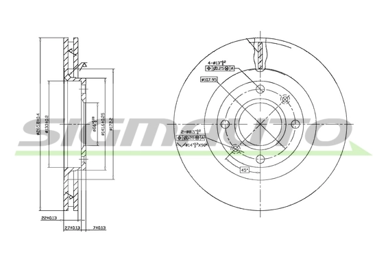 SIGMAUTO féktárcsa - DBB140V - TothCarparts