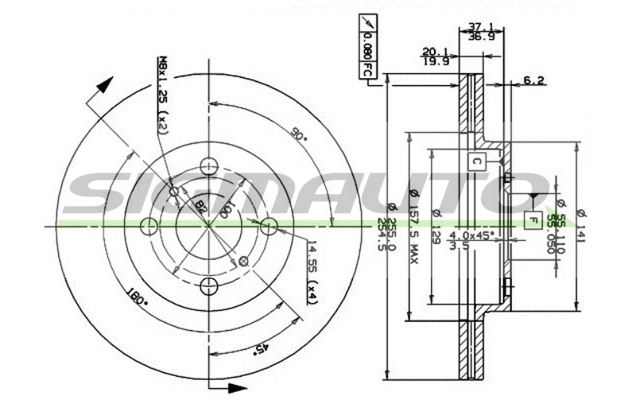 SIGMAUTO féktárcsa - DBB149V - TothCarparts