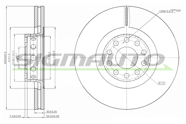 SIGMAUTO féktárcsa - DBB150V - TothCarparts