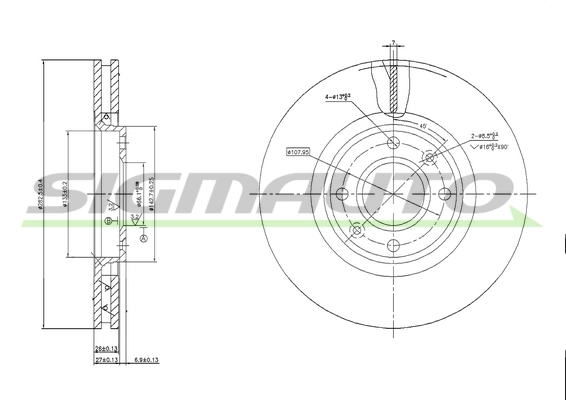 SIGMAUTO féktárcsa - DBB152V - TothCarparts