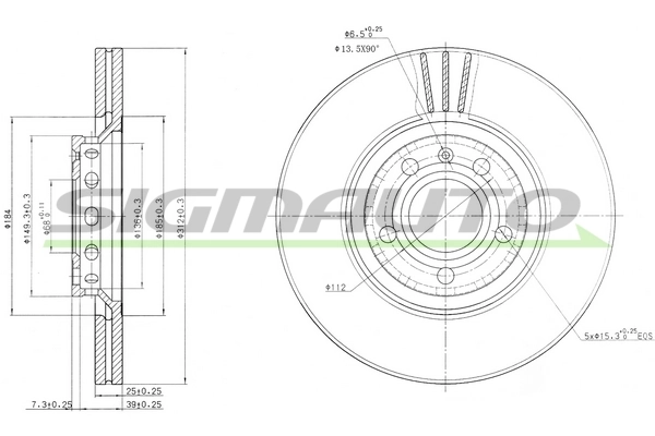SIGMAUTO féktárcsa - DBB156V - TothCarparts