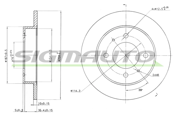 SIGMAUTO féktárcsa - DBB176S - TothCarparts