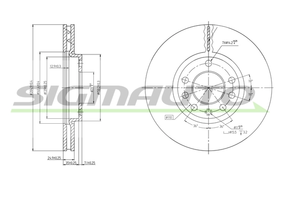 SIGMAUTO féktárcsa - DBB191V - TothCarparts