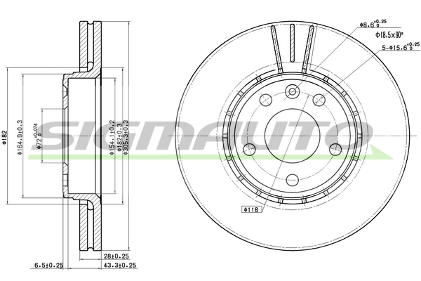 SIGMAUTO féktárcsa - DBB204V - TothCarparts