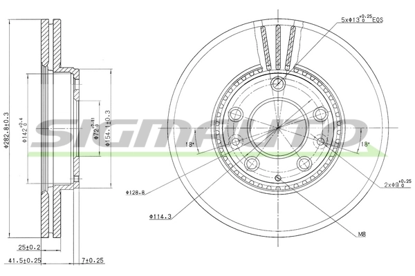 SIGMAUTO féktárcsa - DBB210V - TothCarparts