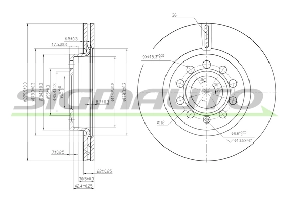 SIGMAUTO féktárcsa - DBB223V - TothCarparts