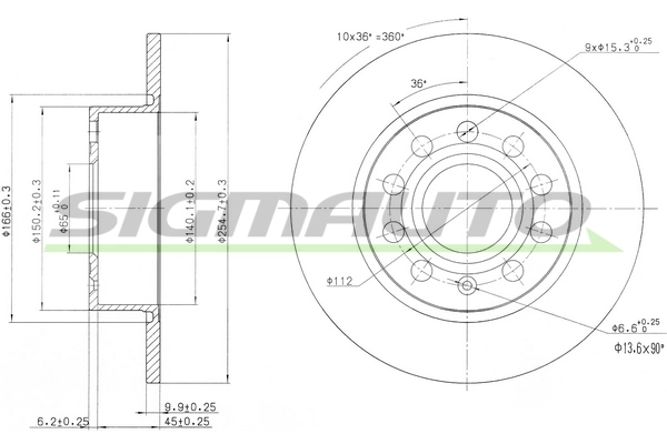 SIGMAUTO féktárcsa - DBB224S - TothCarparts