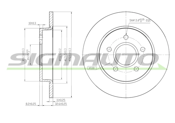 SIGMAUTO féktárcsa - DBB226S - TothCarparts