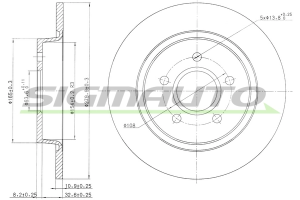 SIGMAUTO féktárcsa - DBB227S - TothCarparts