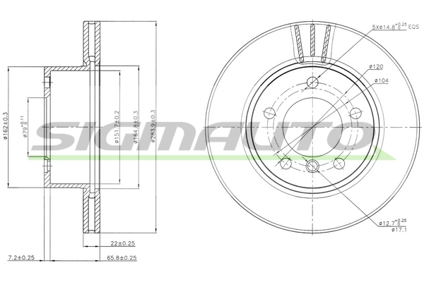 SIGMAUTO féktárcsa - DBB228V - TothCarparts