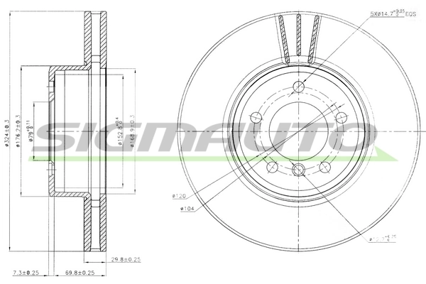 SIGMAUTO féktárcsa - DBB242V - TothCarparts