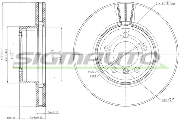 SIGMAUTO féktárcsa - DBB243V - TothCarparts