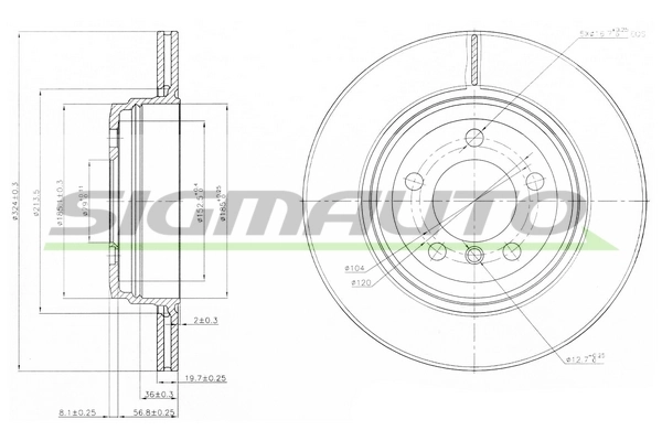 SIGMAUTO féktárcsa - DBB244V - TothCarparts