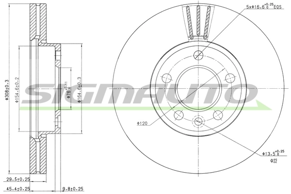 SIGMAUTO féktárcsa - DBB253V - TothCarparts