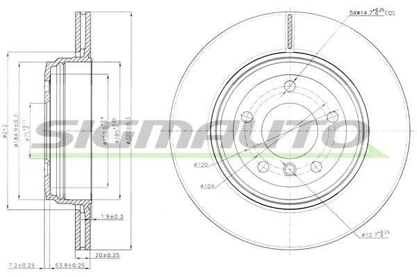 SIGMAUTO féktárcsa - DBB260V - TothCarparts