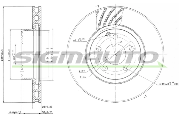 SIGMAUTO féktárcsa - DBB263V - TothCarparts