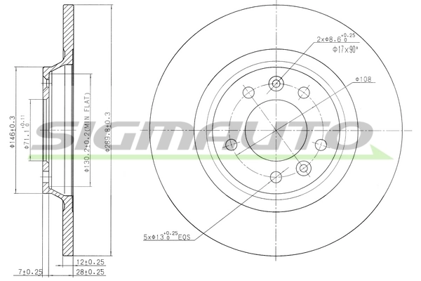 SIGMAUTO féktárcsa - DBB275S - TothCarparts