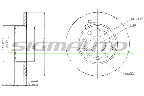 SIGMAUTO féktárcsa - DBB276S - TothCarparts