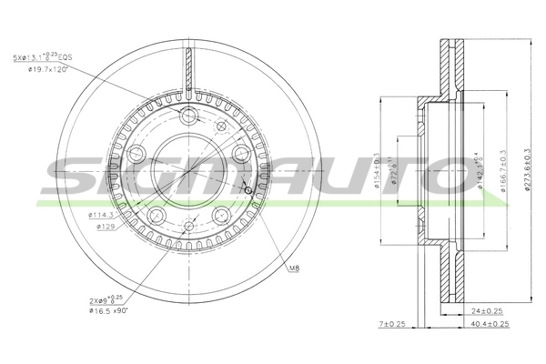 SIGMAUTO féktárcsa - DBB278V - TothCarparts