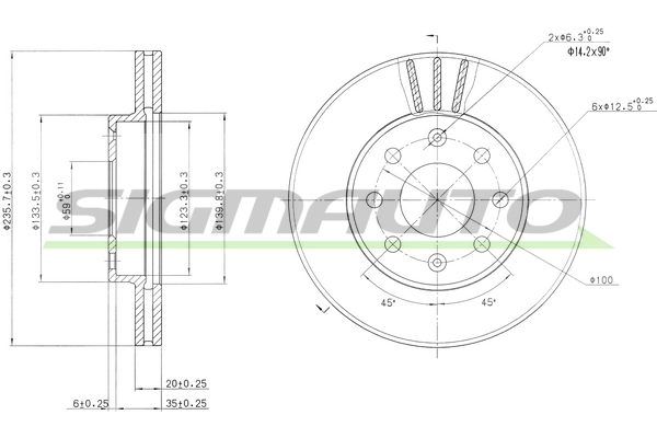 SIGMAUTO féktárcsa - DBB279V - TothCarparts
