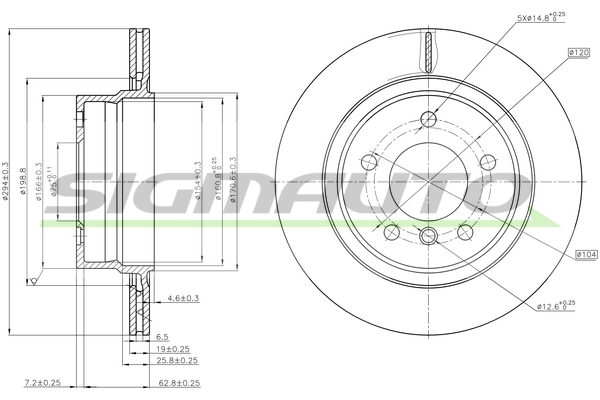 SIGMAUTO féktárcsa - DBB285V - TothCarparts