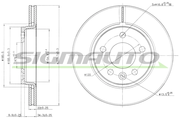 SIGMAUTO féktárcsa - DBB286V - TothCarparts