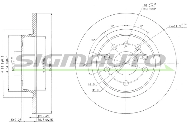 SIGMAUTO féktárcsa - DBB288S - TothCarparts