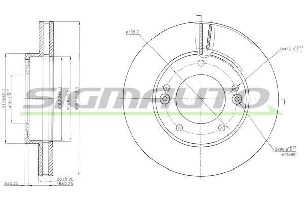 SIGMAUTO féktárcsa - DBB290V - TothCarparts