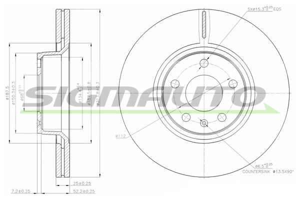 SIGMAUTO féktárcsa - DBB291V - TothCarparts