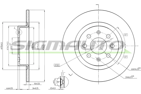 SIGMAUTO féktárcsa - DBB299S - TothCarparts